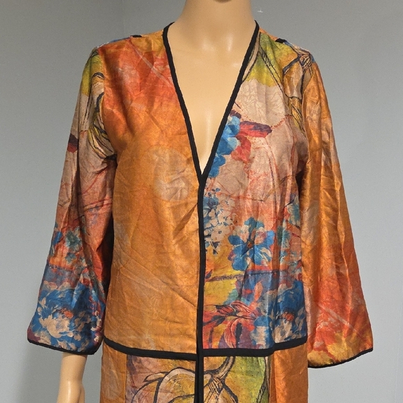 Soft Surroundings Vibrant Orange and Blue Tunic - Picture 2 of 9